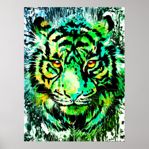 Poster verde Tiger - Impressão verde Tigre