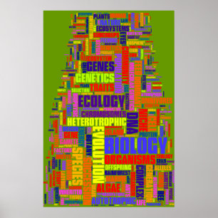 Poster Verde vibrante do no. 1 de Wordle da biologia