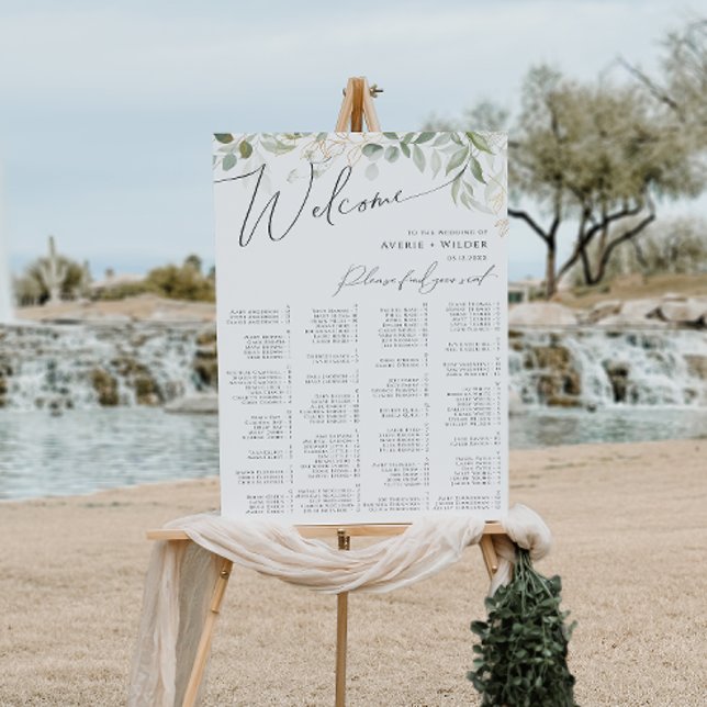 Poster Verde Whimsical | Gráfico de assentos alfabéticos (Criador carregado)