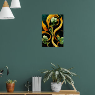 Poster Verdes e Dourados Botânicos de Orquídea