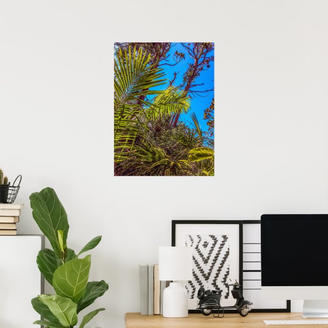 Poster Verdes tropicais e céu azul (Escritório em casa)