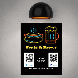 Poster Verificação de Comida Neon para Pagar o Código QR