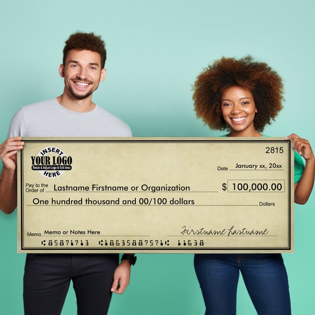 Póster Verificação de vazio para Sweepstakes e Prêmios AG (Giant Check for Presentations)