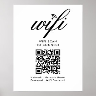 Poster Verificação Wi-Fi de código QR para conectar branc