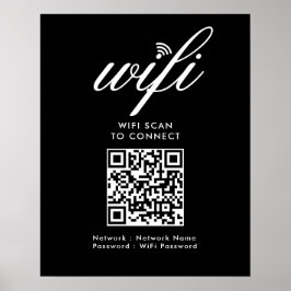 Poster Verificação Wifi de código QR para conectar preto 