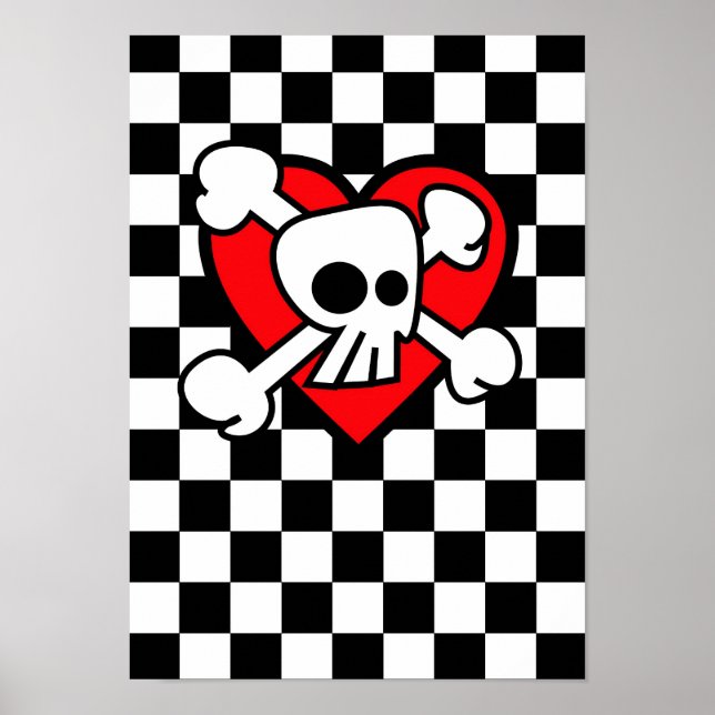 Poster Verificadores de Caveira de Cartoon Emo (Frente)
