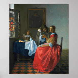 Poster Vermeer - A Menina Com Um Copo De Vinho 1662