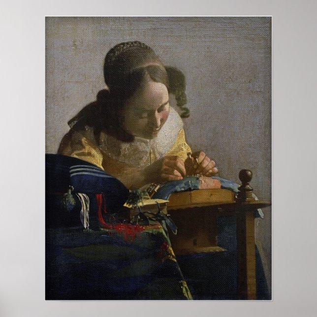 Poster Vermeer - A rendeira de renda 1671 (Frente)