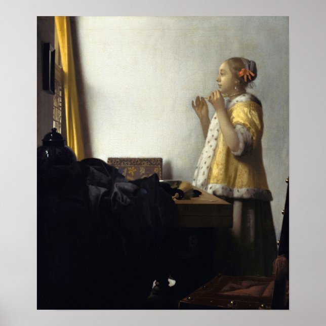 Poster Vermeer - Jovem Mulher Com Colar 1665 (Frente)