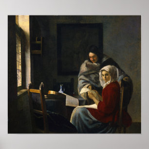 Poster Vermeer - Menina Interrompida em Sua Música 1661