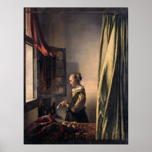 Poster Vermeer - Menina Lendo uma Carta em uma Janela Abe