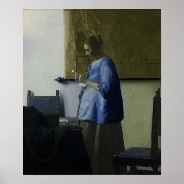 Poster Vermeer - Mulher A Azul Lendo Uma Letra 1665 (Frente)