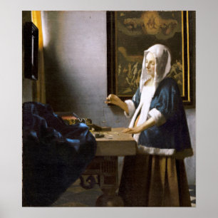 Poster Vermeer: Mulher segurando um saldo
