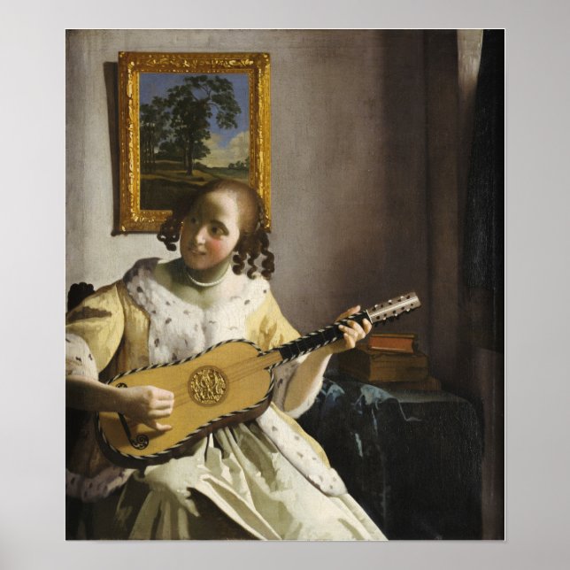 Poster Vermeer - O Tocador de Guitarra 1673 (Frente)