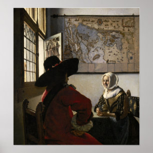 Poster Vermeer - Oficial e Garota Rindo 1660
