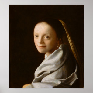 Poster Vermeer - Retrato De Uma Jovem Mulher 1674