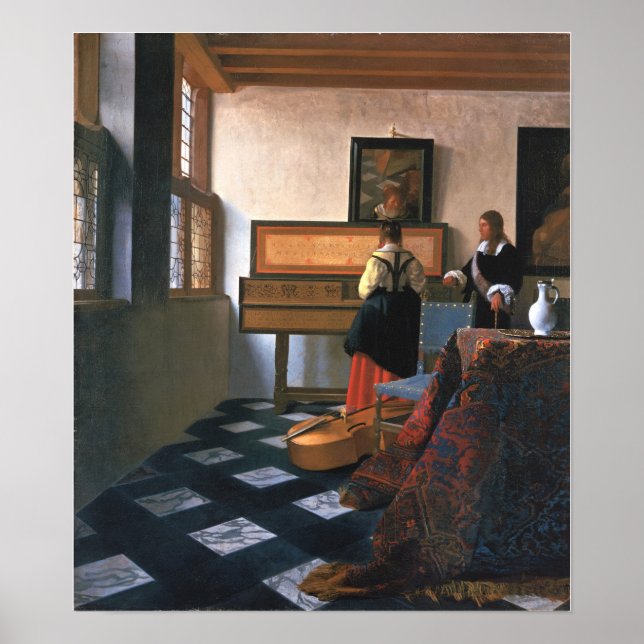 Poster Vermeer - Senhora ao Virginal com um Cavalheiro ( (Frente)