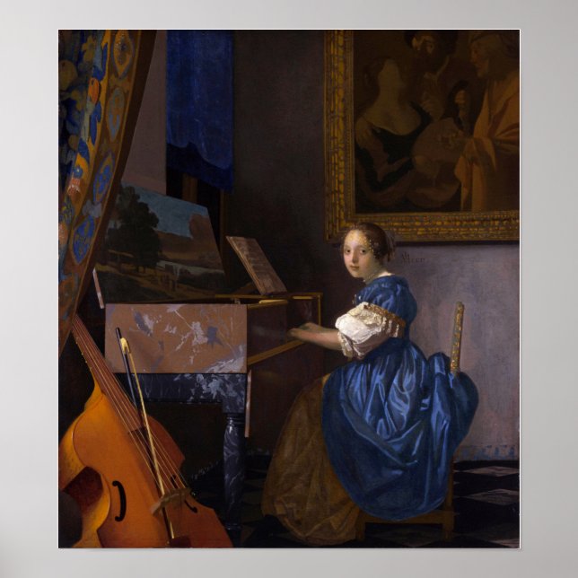 Poster Vermeer - Senhora Sentada Ao Virginal 1675 (Frente)