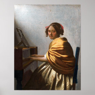 Poster Vermeer - Uma Jovem Mulher Sentada Nas Virginais