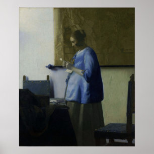 Poster Vermeer - Woman In Blue Reading A Letter 1665