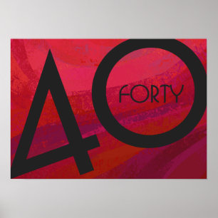 Poster Vermelho aniversário de 40 décadas