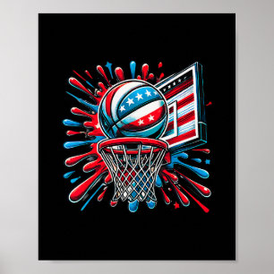 Poster Vermelho Branco Azul Sketll Color Splash Bandeira