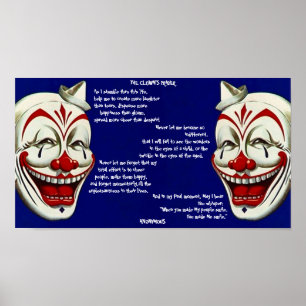 POSTER VERMELHO, BRANCO, & do AZUL dos PALHAÇOS