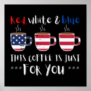 POSTER VERMELHO BRANCO E AZUL ESTE CAFÉ É APENAS...