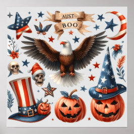Poster Vermelho, Branco e Boo! Um Design de Halloween Pat