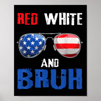 Poster Vermelho Branco e Bruh 4 de Julho Patriótico Menin
