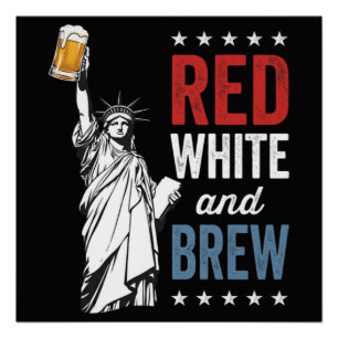 Póster Vermelho Branco e Cerveja 250º Aniversário