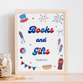 Poster Vermelho Branco e Devido Livros e Presentes para C
