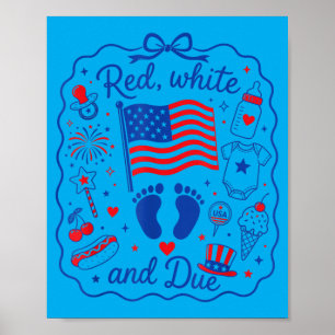 Poster Vermelho Branco E Devido Revelação De Gravidez No