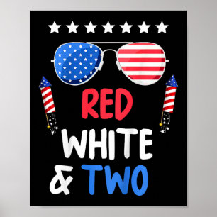 Poster Vermelho Branco E Dois segundo aniversário 4 De Ju