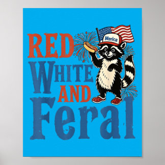 Poster Vermelho Branco E Feral Fofinho Quatro De Julho Am