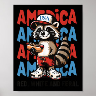 Poster Vermelho Branco E Feral Fofinho Quatro De Julho Pa