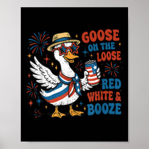 Poster Vermelho Branco E Ganso Bebida Ganso Solto 4º J
