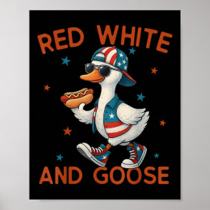 Poster Vermelho Branco E Ganso Engraçado 4 De Julho Patri
