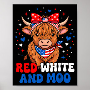 Poster Vermelho Branco E Moo Highland Patriótico Fpirata