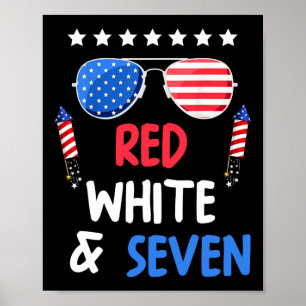 Poster Vermelho Branco E Sete 7 Aniversário 4 De Julho In