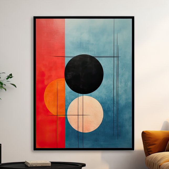 Poster Vermelho Carmesim e Azul Celeste: Minimalista Geom (Criador carregado)