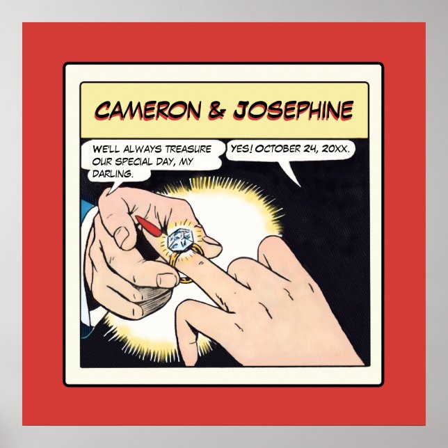 Poster Vermelho Casamento de Casamento do Anel de Estilo  (Frente)
