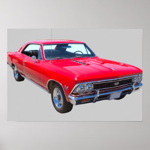 Póster Vermelho Chevy 1966 Chevelle SS 396