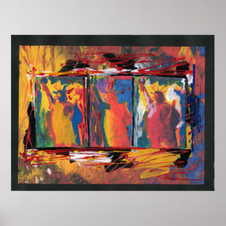 Póster Vermelho cor-de-laranja-amarelada pintada