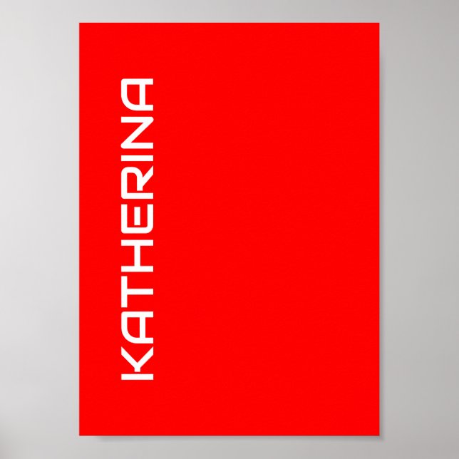 Poster Vermelho Cor Sólida | Nome Branco Clássico (Frente)