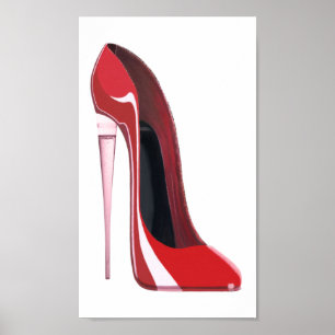 Poster vermelho da arte dos calçados do estilete