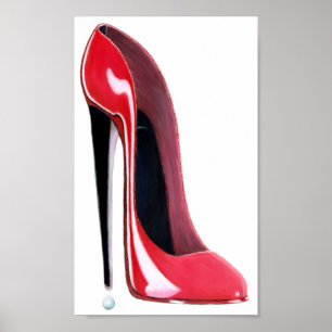 Poster vermelho da arte dos calçados do salto alt