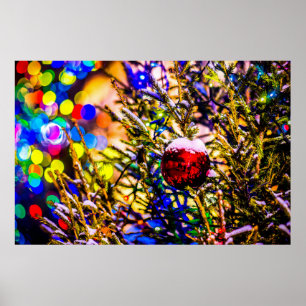 Póster Vermelho da bola do Natal