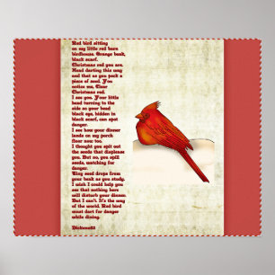 Poster vermelho do poema do pássaro