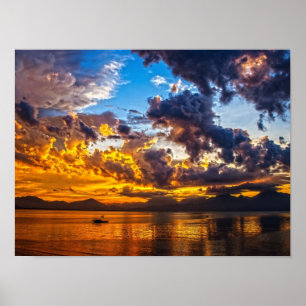 Póster Vermelho do por do sol